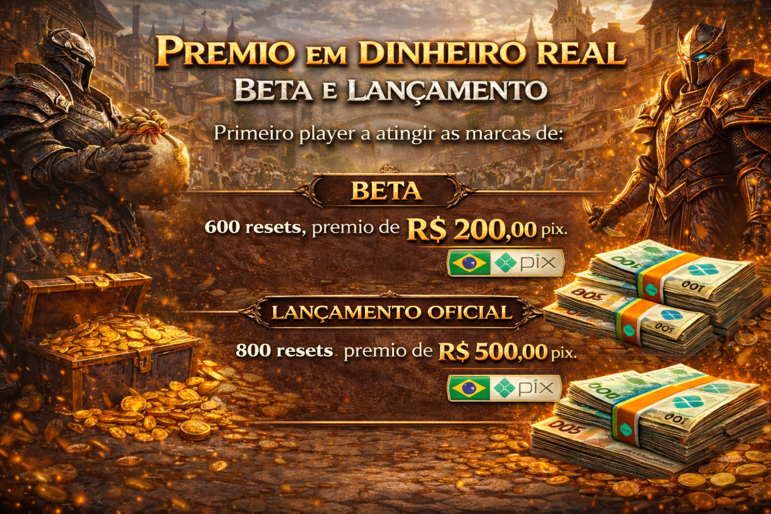 Premios beta e lan em pix